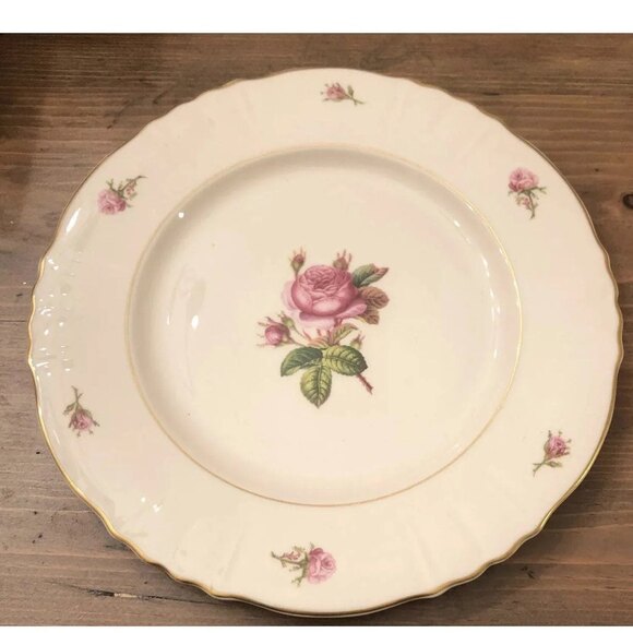 SYRACUSE CHINA VICTORIA PATTERN FEDERAL SHAPE 10" DINNER PLATE MADE IN AMERICA - Picture 3 of 4